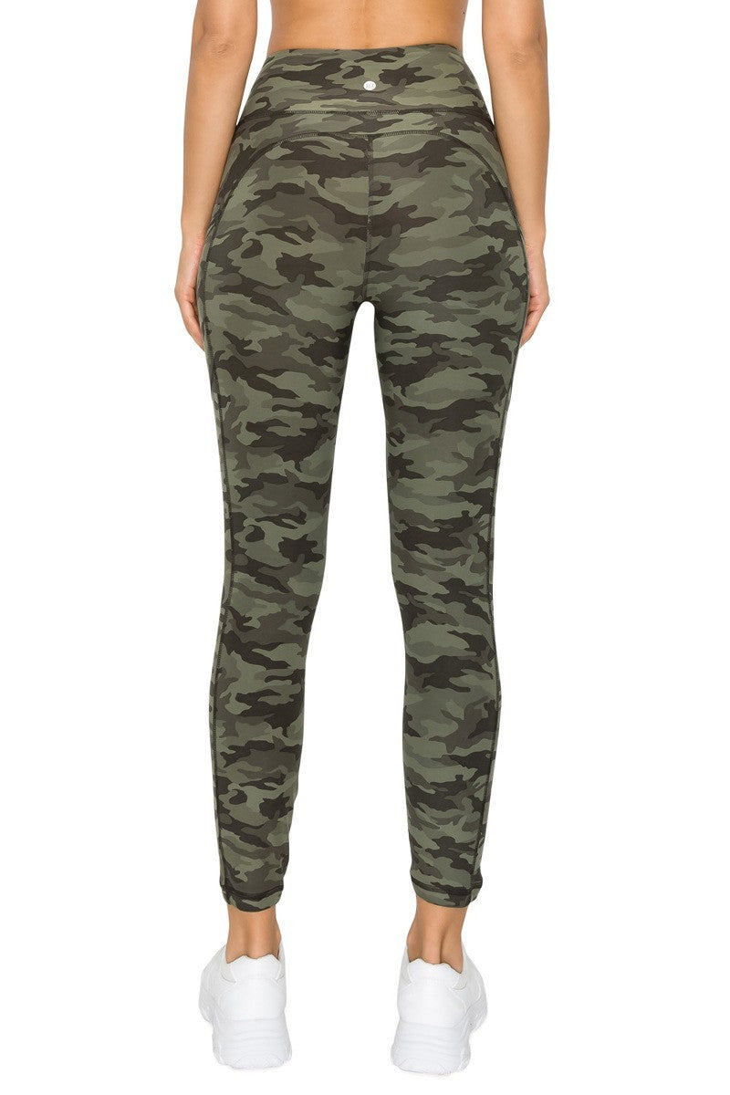 Athletic Pocket  Capri - Green Camo