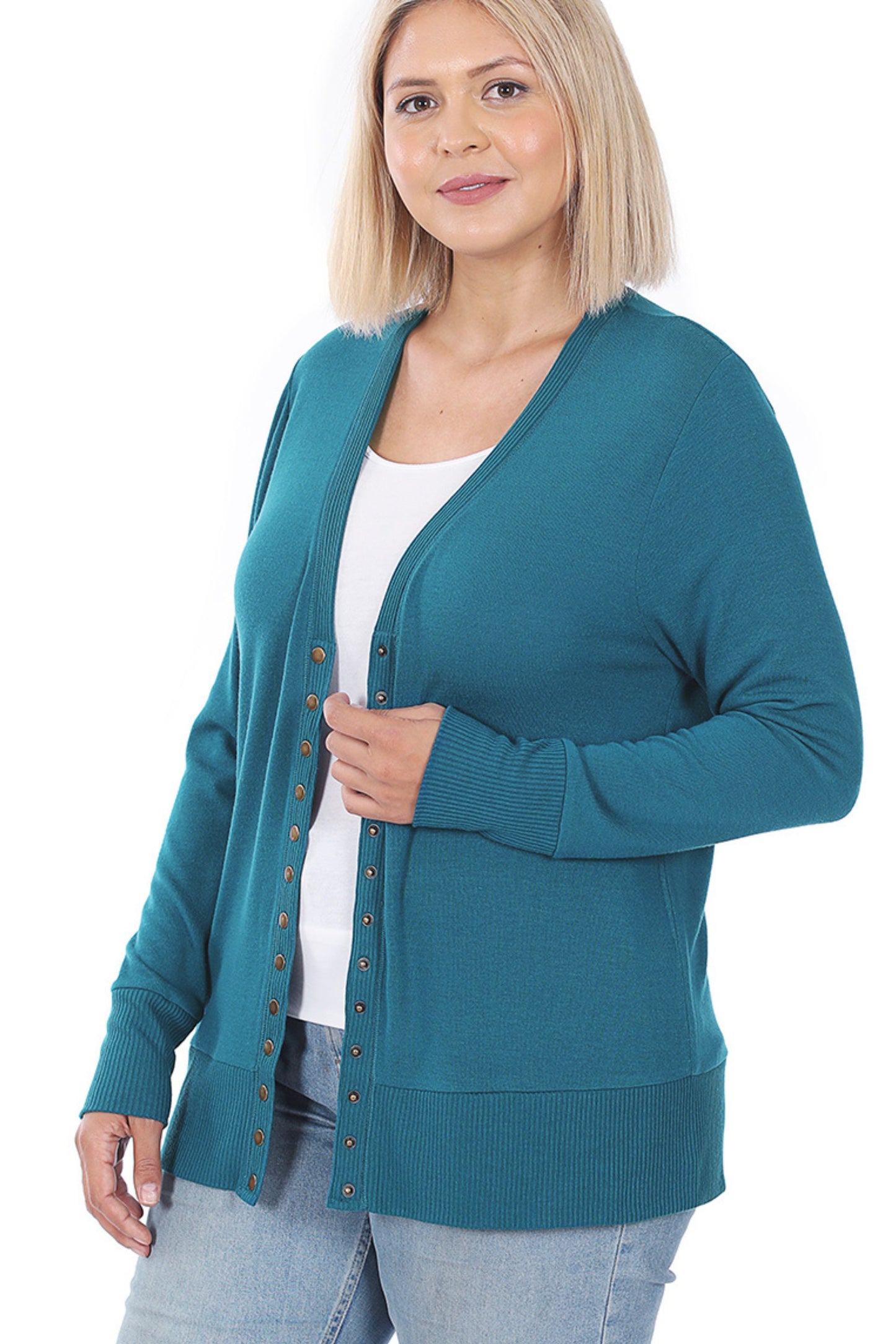 Snap Button Cardigan - Teal