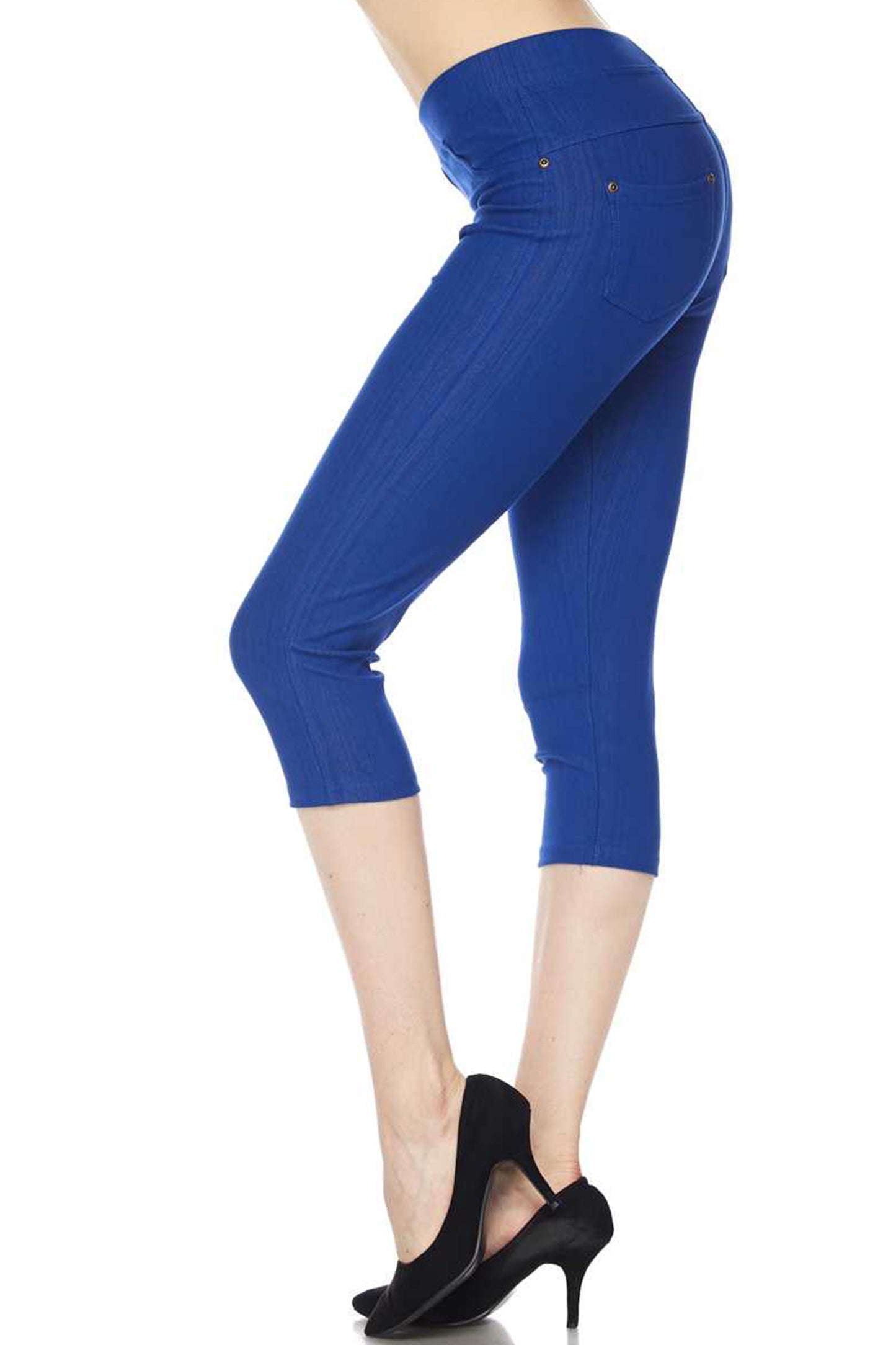 Premium Denim Jeggings Capri - Royal