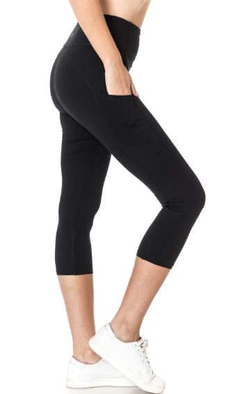 Athletic Pocket  Capri - Black