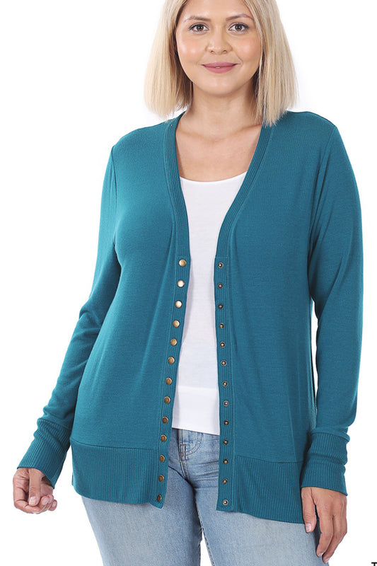 Snap Button Cardigan - Teal