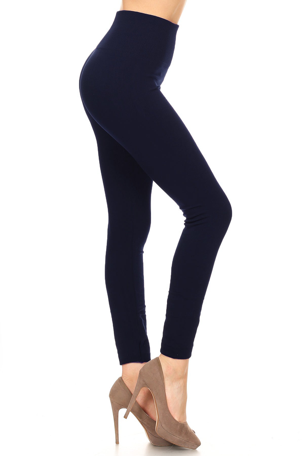 High Waist  Fleece Lined - Solid Navy