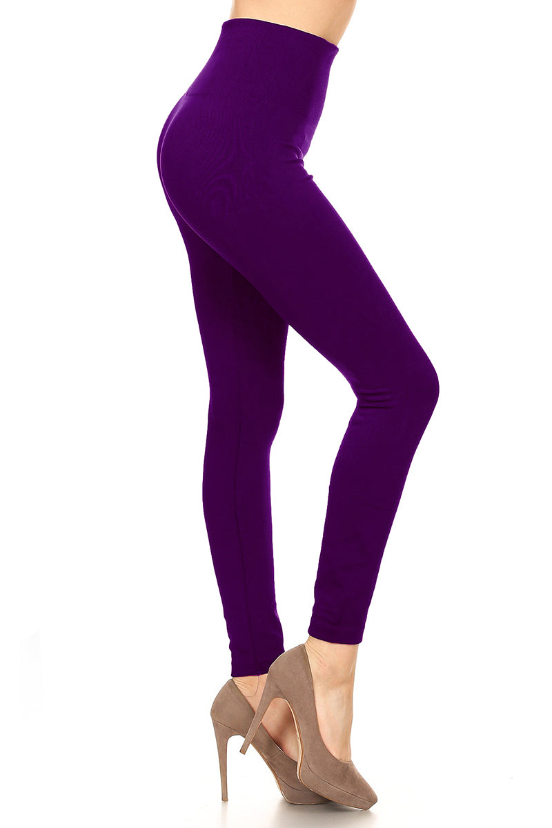 High Waist  Fleece Lined - Solid Purple