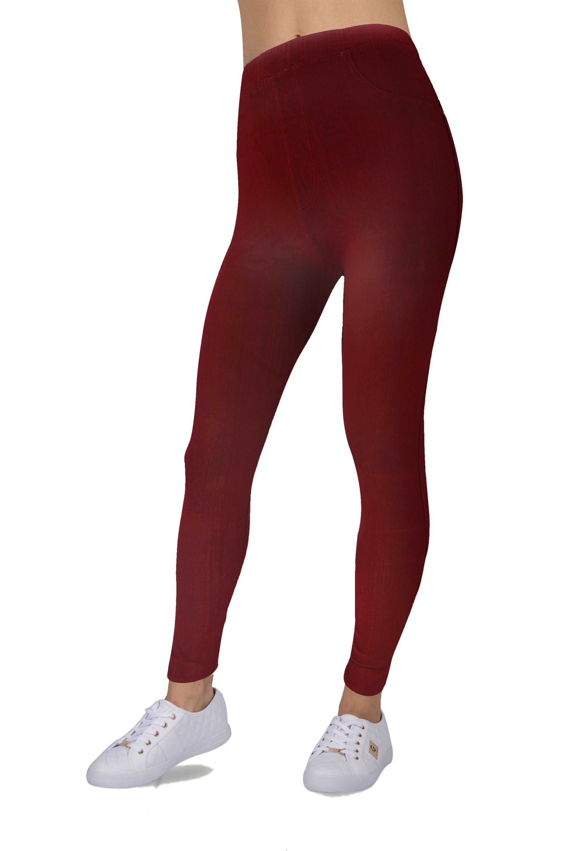 Premium Denim Jeggings - Burgundy