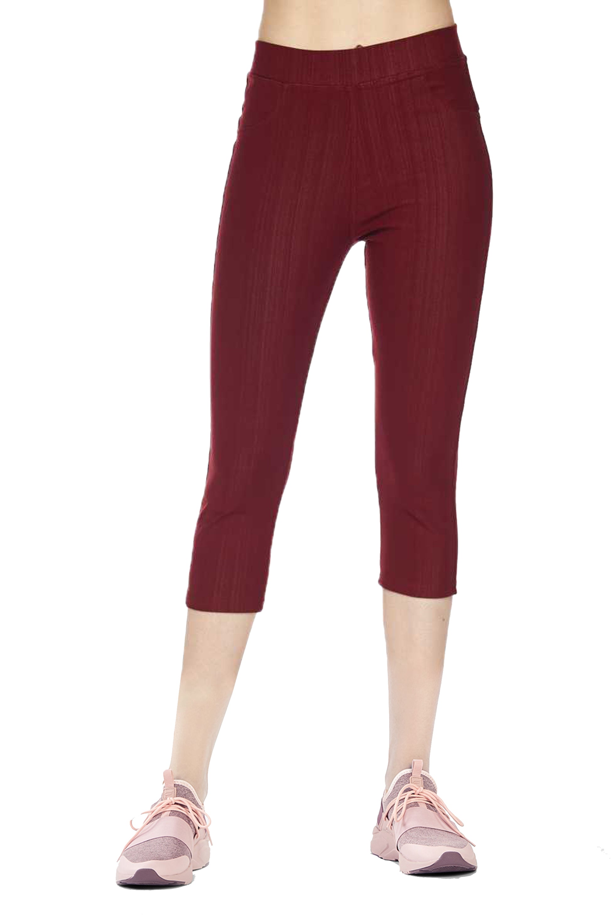 Premium Denim Jeggings Capri - Burgundy